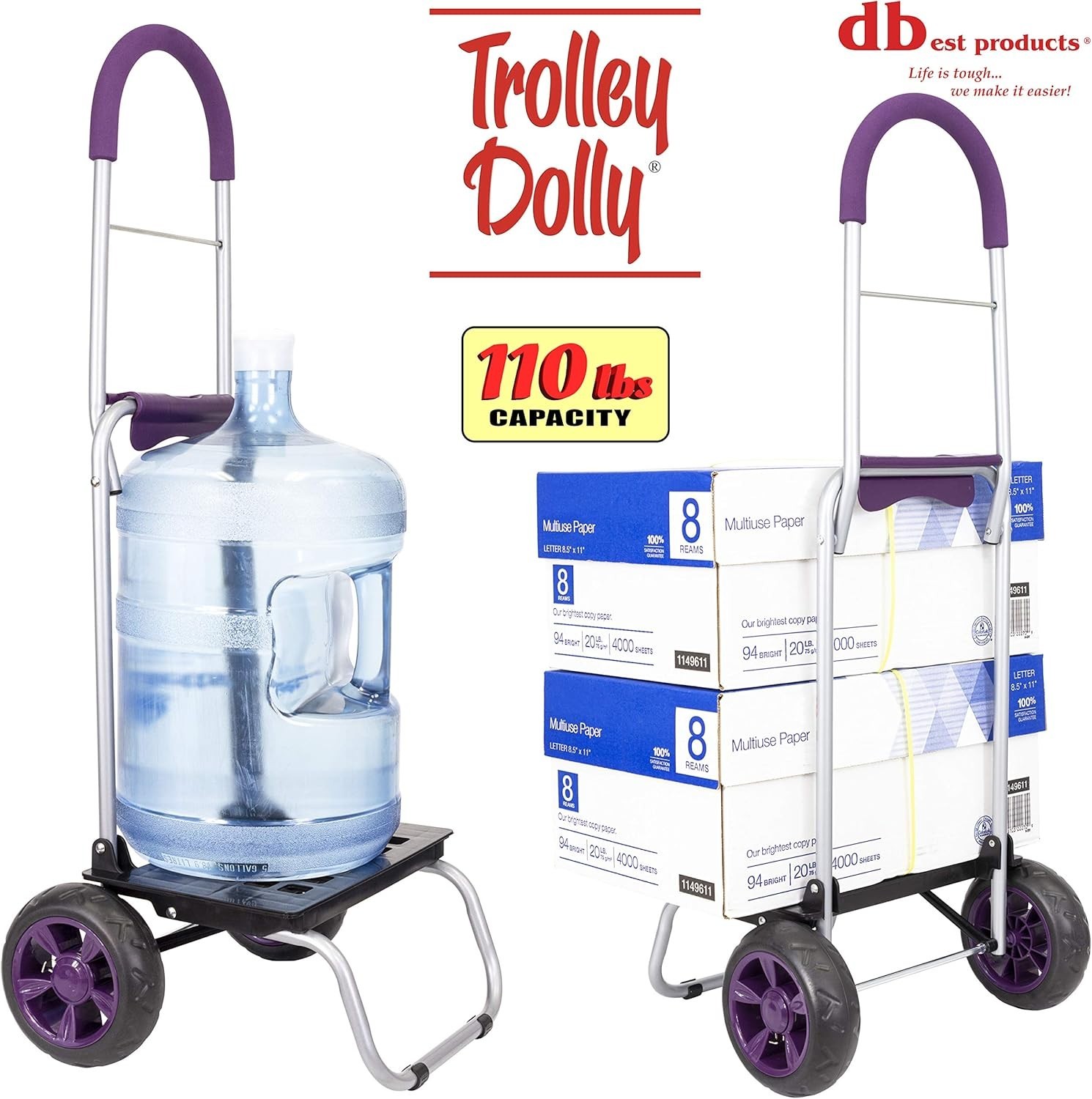 Purple Foldable Shopping Cart with Removable Bag and Wheels