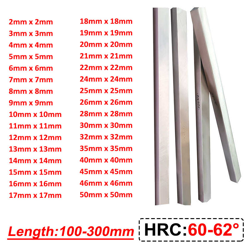 High Speed Steel Lathe Bar Square Turning Lathe Tool HRC 60-62° Long 150mm-300mm