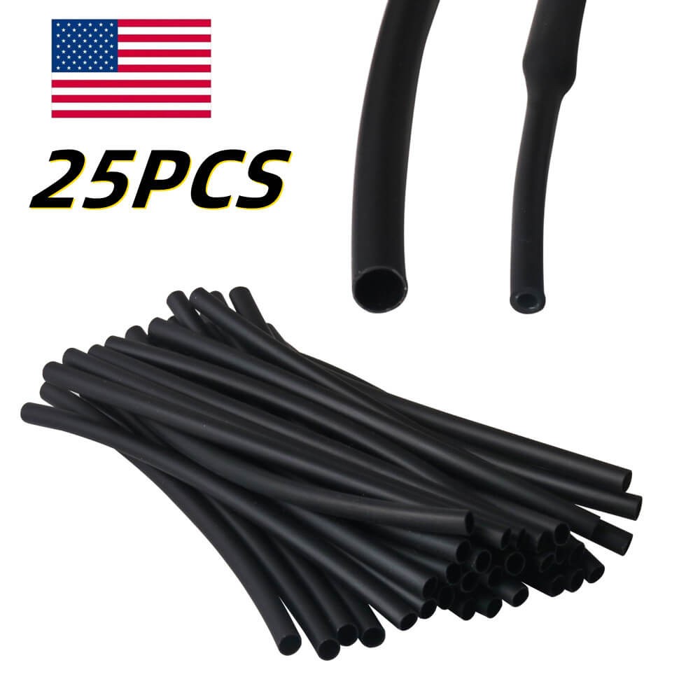 25pcs Black Dual Wall Adhesive Lined 3:1 Heat Shrink Tubing, Φ3/16″, 6″ Long