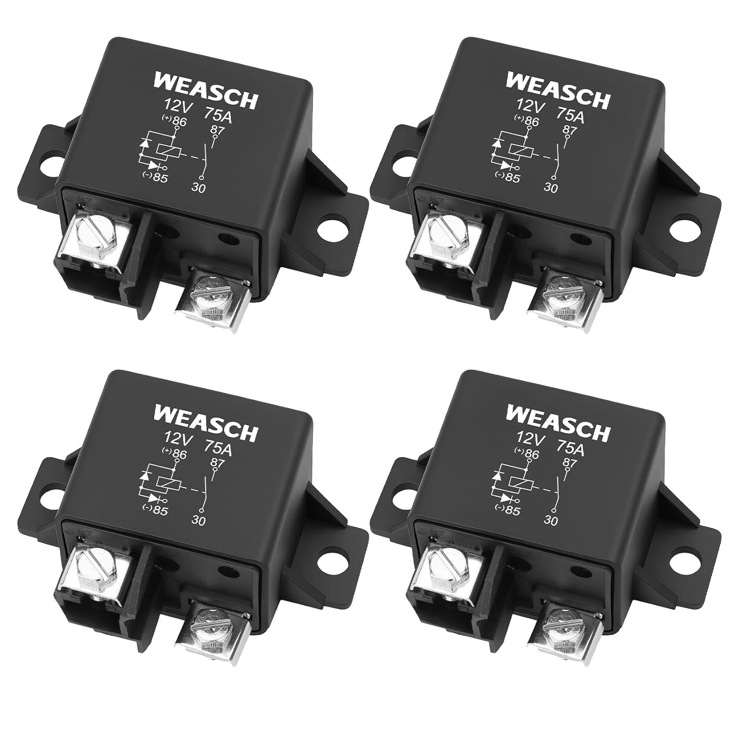4Pack 0332002156 Normal Open Power Relay, 12V 75A, Applies to Starter Relay V232