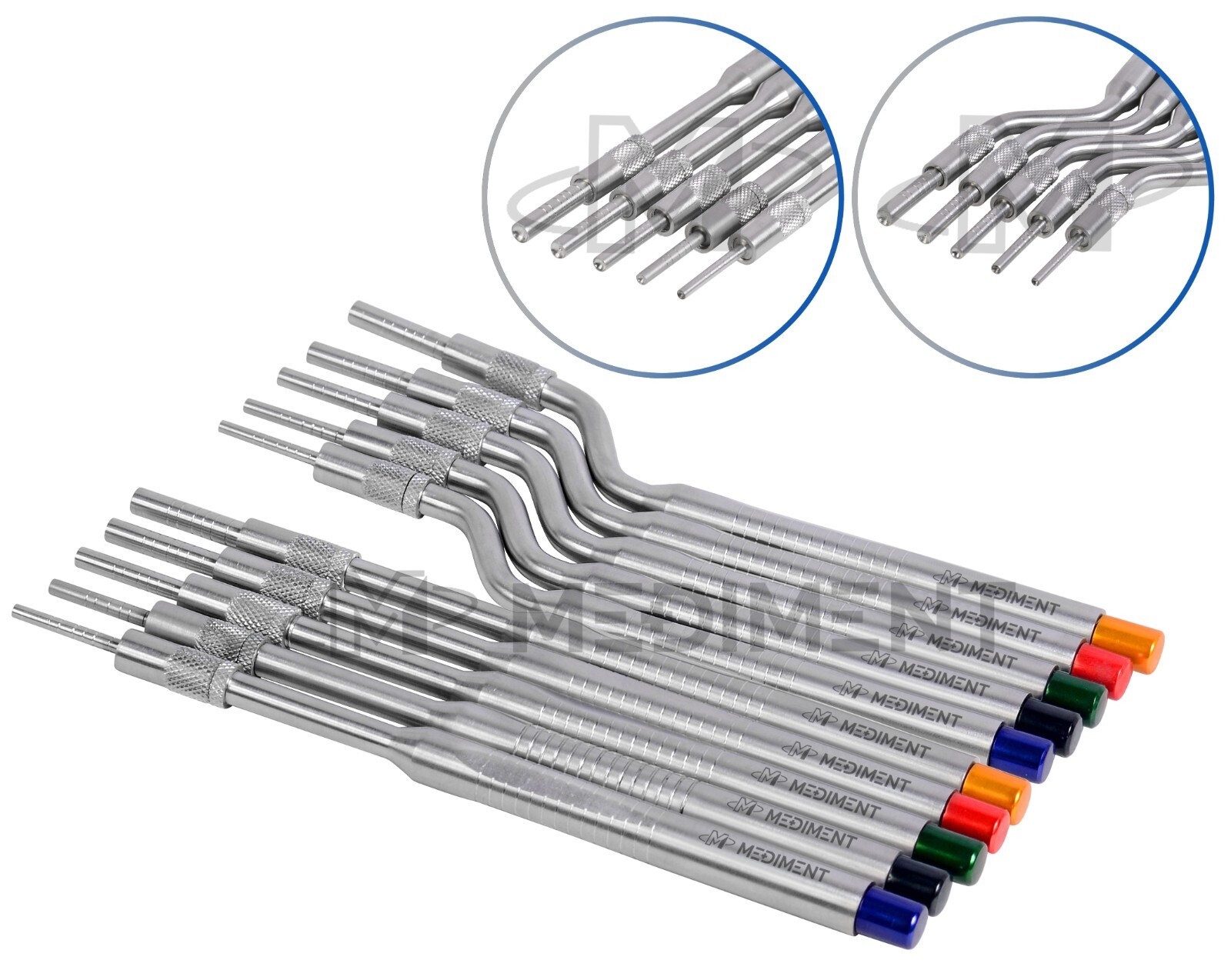 Osteotomes Straight and Curved Tip Bone Spreading Dental Surgical Set of 10