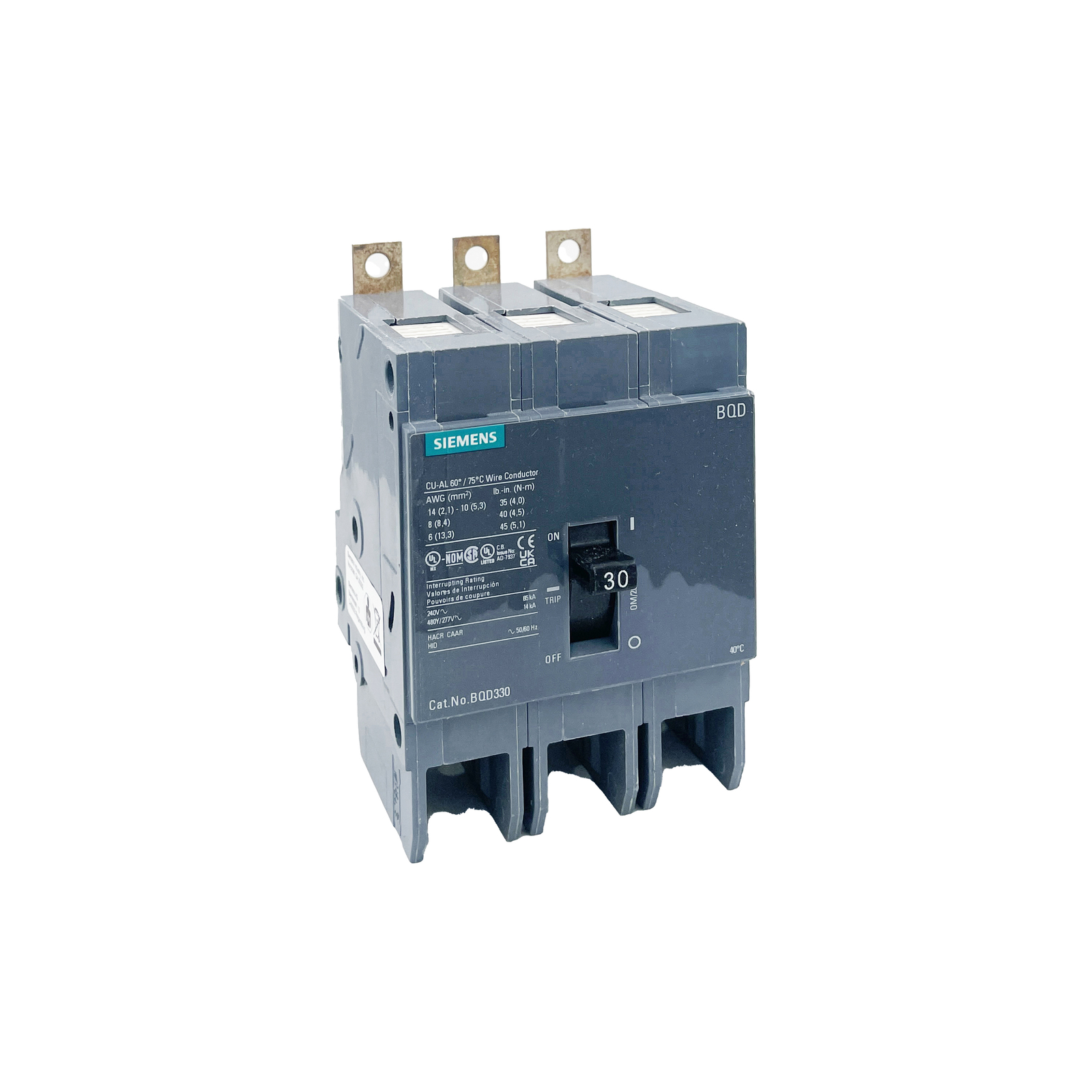 NIB – Siemens – BQD330 – 3PH, 3P, 480V, 30A, 14kA@480V, Bolt-On