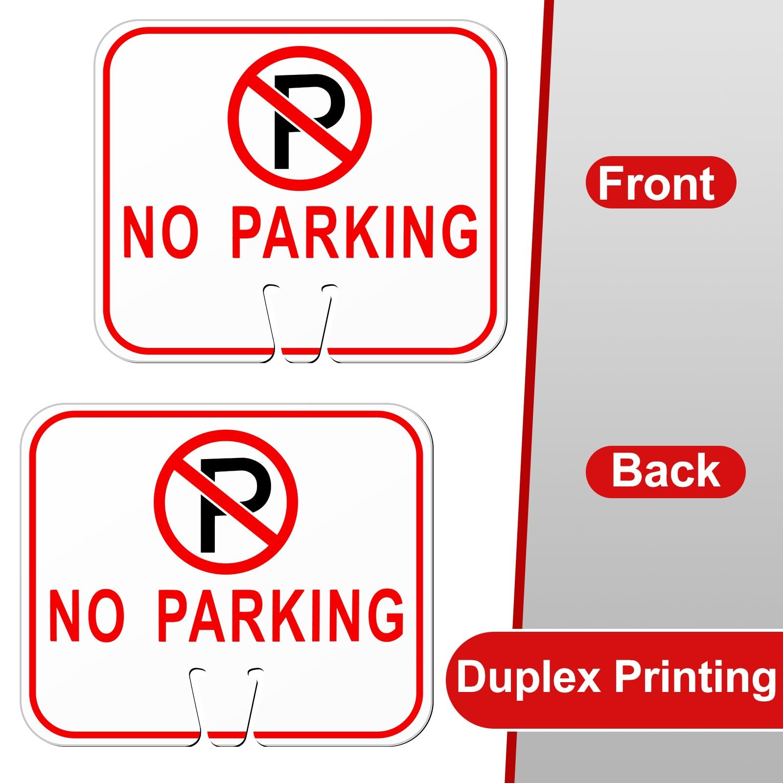 No Parking Signs Traffic Cone, 12.6×10.43″ Plastic Top Warning Sign for Road 6Pc