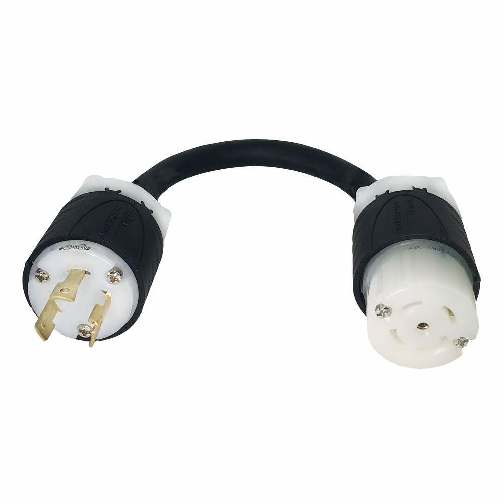NEMA L6-30P to a L21-30R Plug Adapter – 1 Foot, 30A/208V, 10/3 SOOW – Iron Box