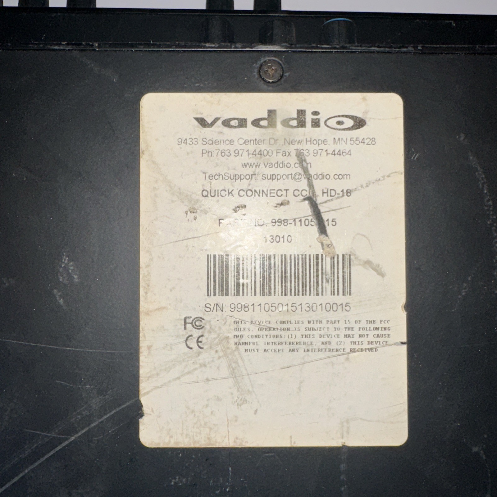 Vaddio Tally Quick Connect CCU HD-18 Part #: 998-1105-015 (Lot Of 2)