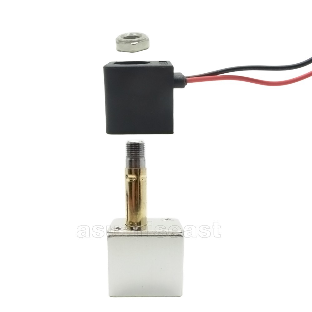 Pre-wired 12V DC Pneumatic Solenoid Valve 2 Way 2 Position Lead Wires + Fittings