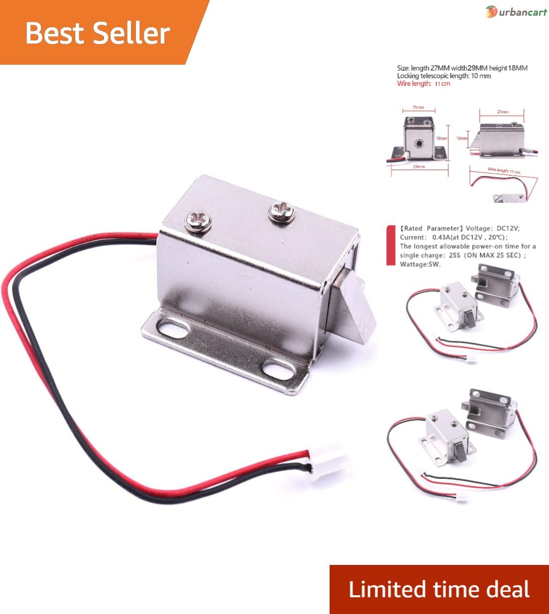 Slim 12V Electromagnetic Magnetic Lock for Secure Cabinets & Fire Doors