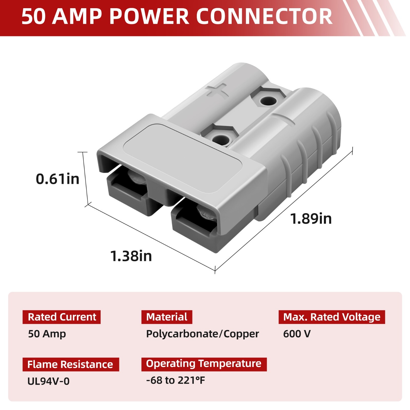 8AWG Extension Battery Cable Wire for Anderson 50A Plug SB50 50 Amp Connector