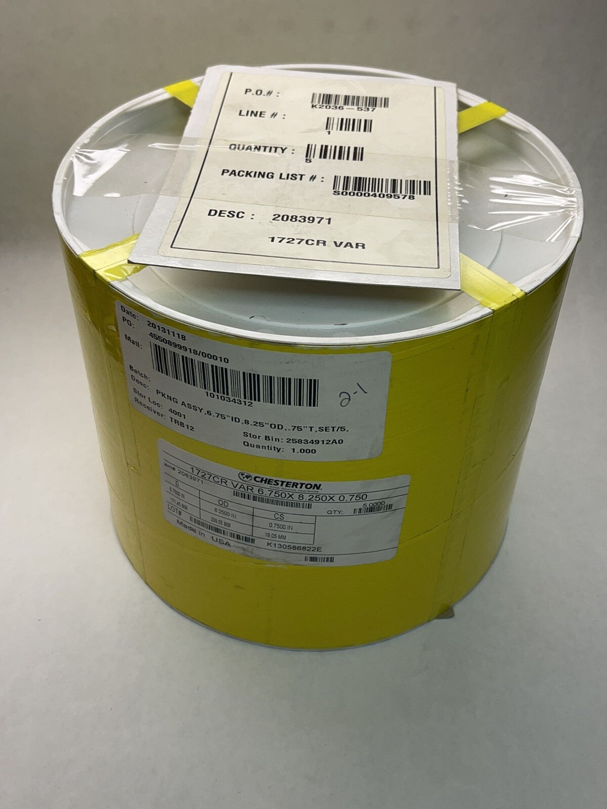 CHESTERTON 1727CR VAR 6.750 X 8.250 X 0.750 SET of 5 PACKING ASSEMBLY (23J26)