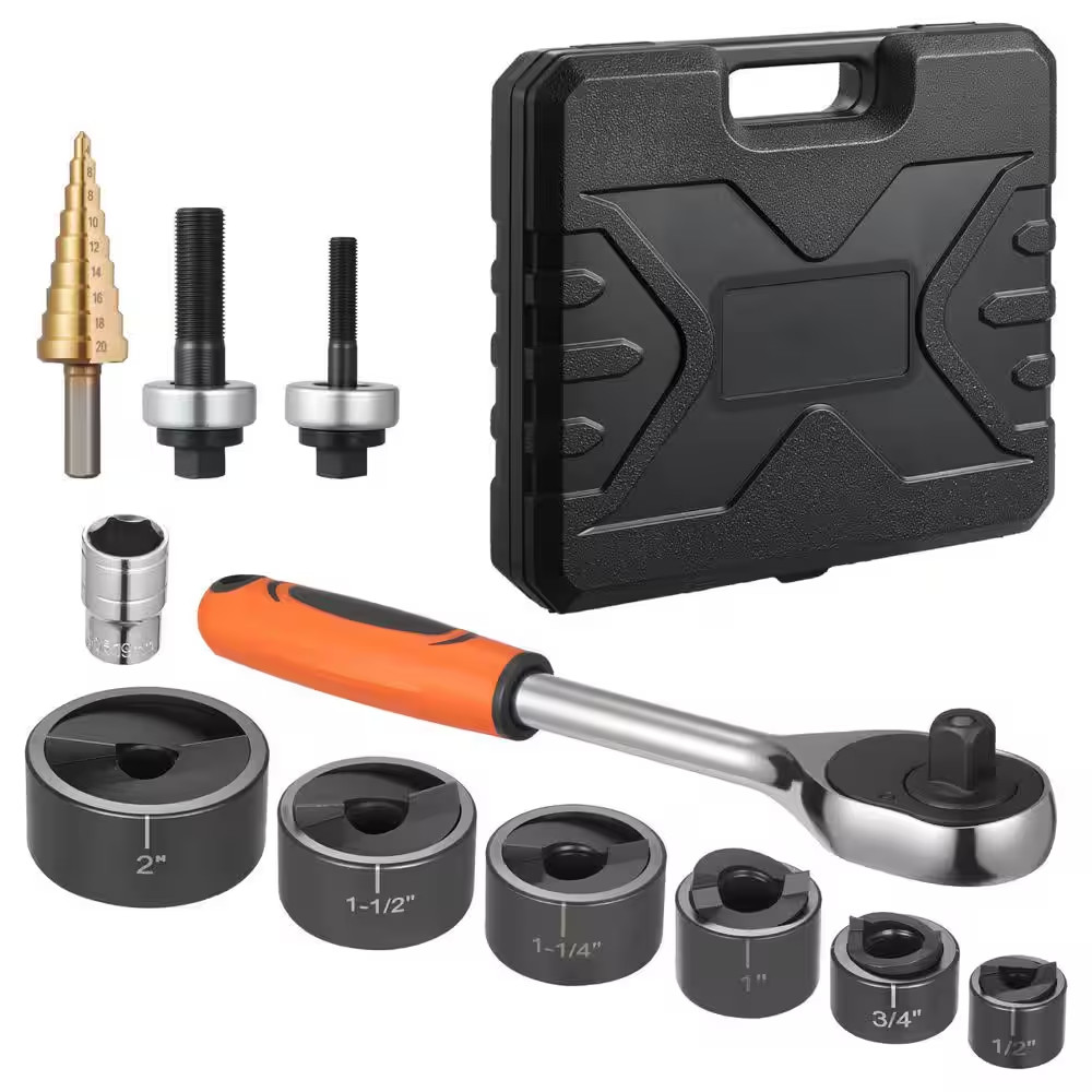 Knockout Punch Set, 40 Cr Steel Ko Tool Kit, 1/2 to 2 In. Slug-Buster Ratchet Kn
