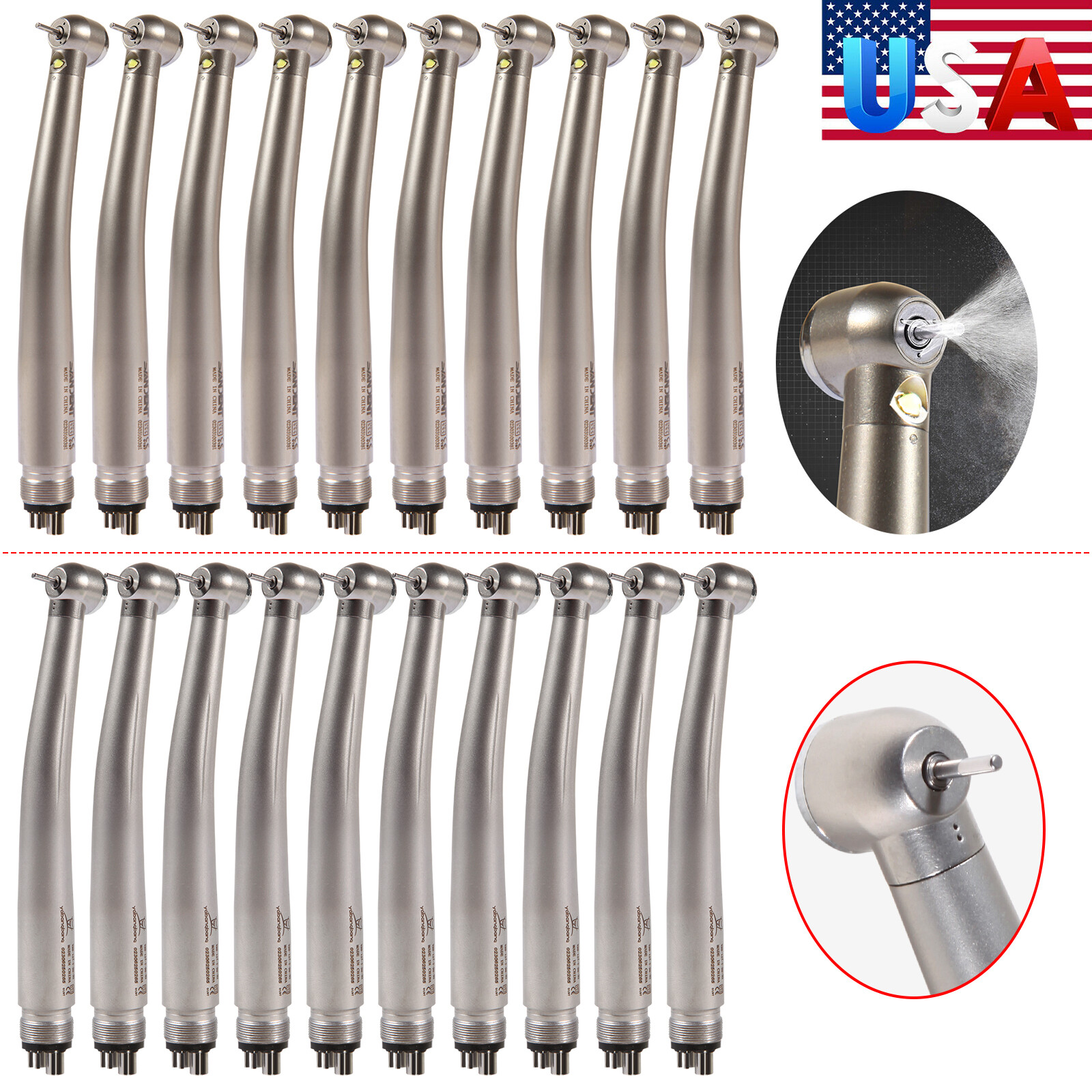 1-10 Yabangbang Dental (LED E-generator) High Speed Handpiece 4/2 Hole NSK Style