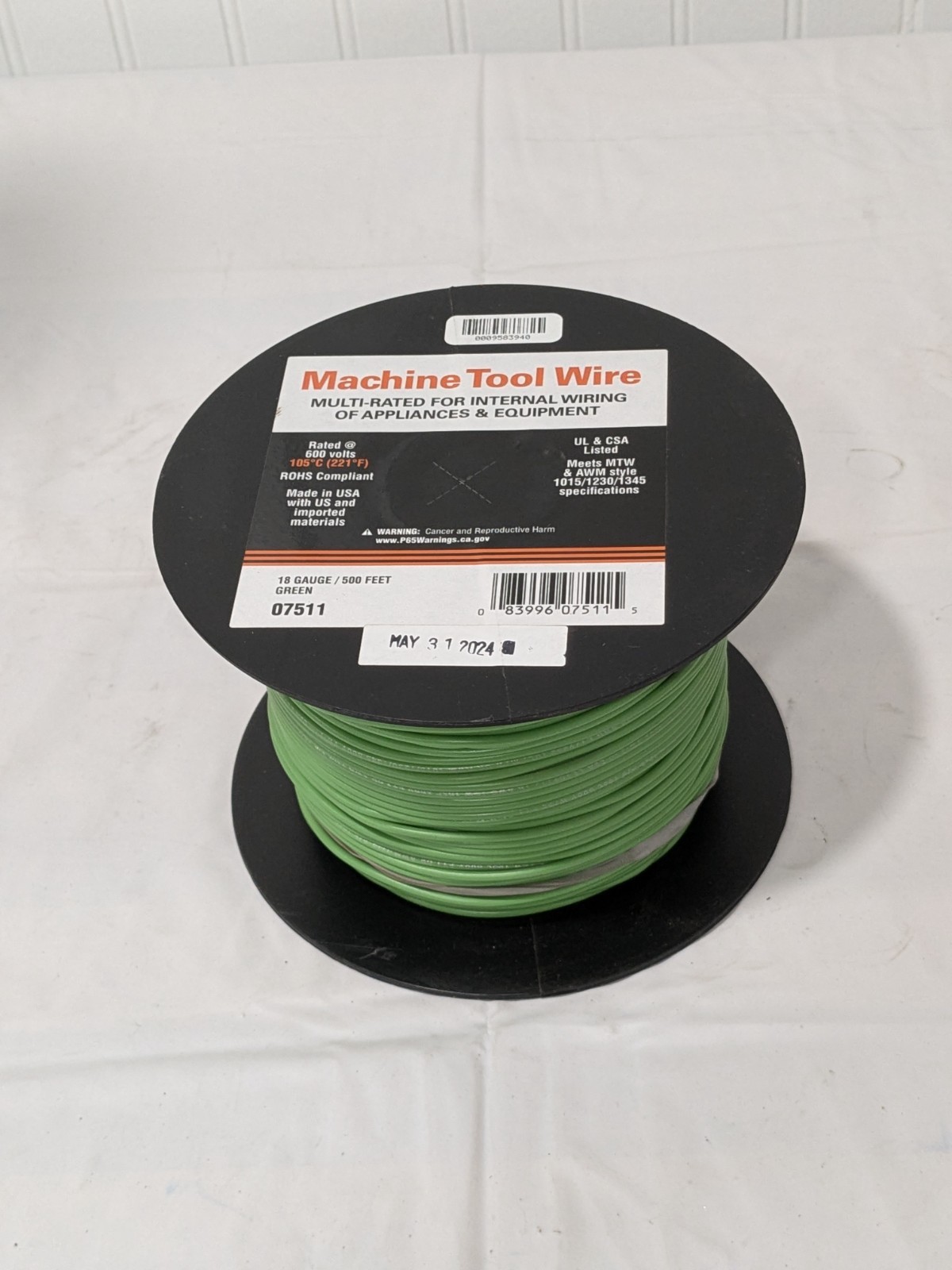EastPenn Building Wire: 18 AWG, PVC , Stranded Core, 500’L 07511