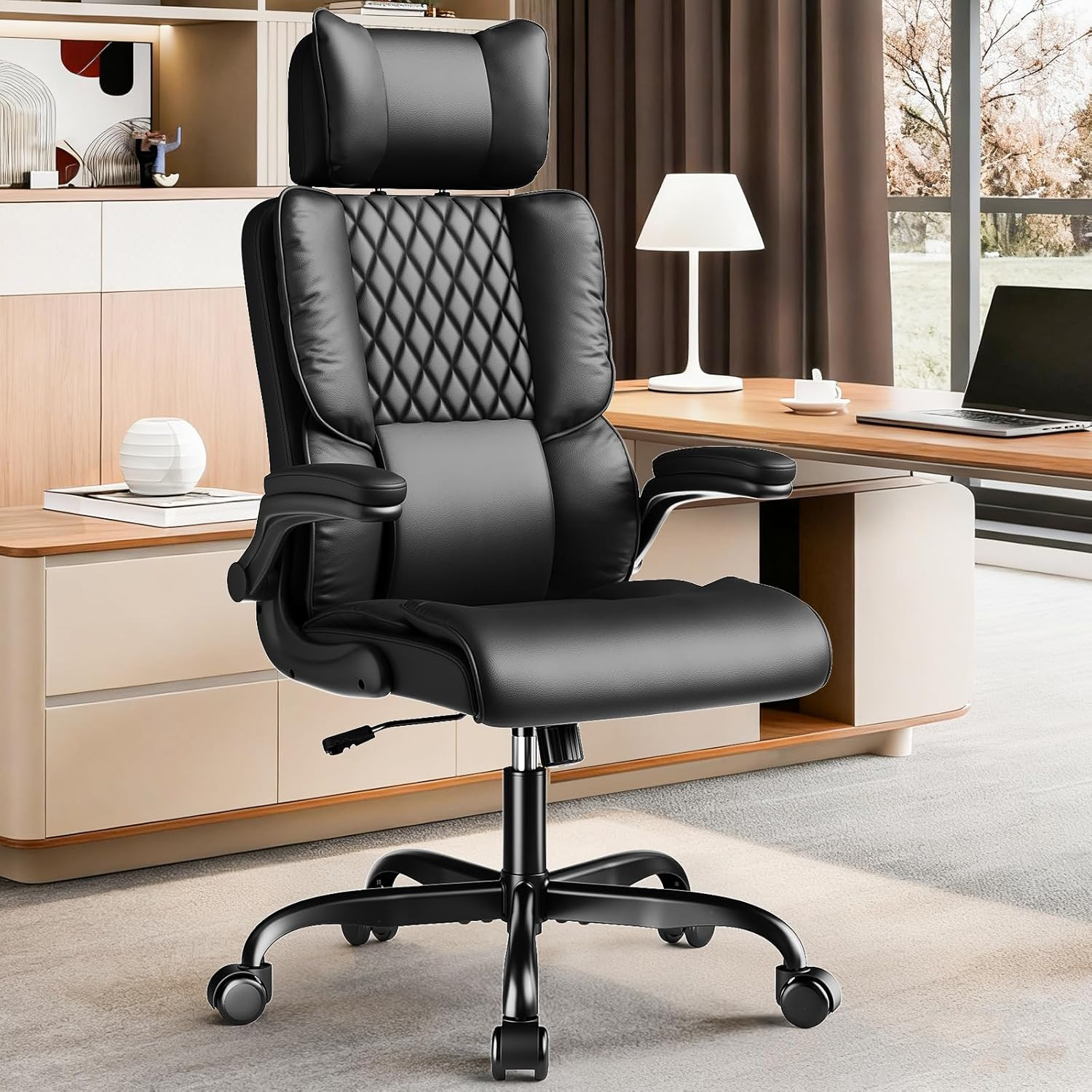 Ergonomic Executive Office Chair with Adjustable Headrest & Lumbar Support