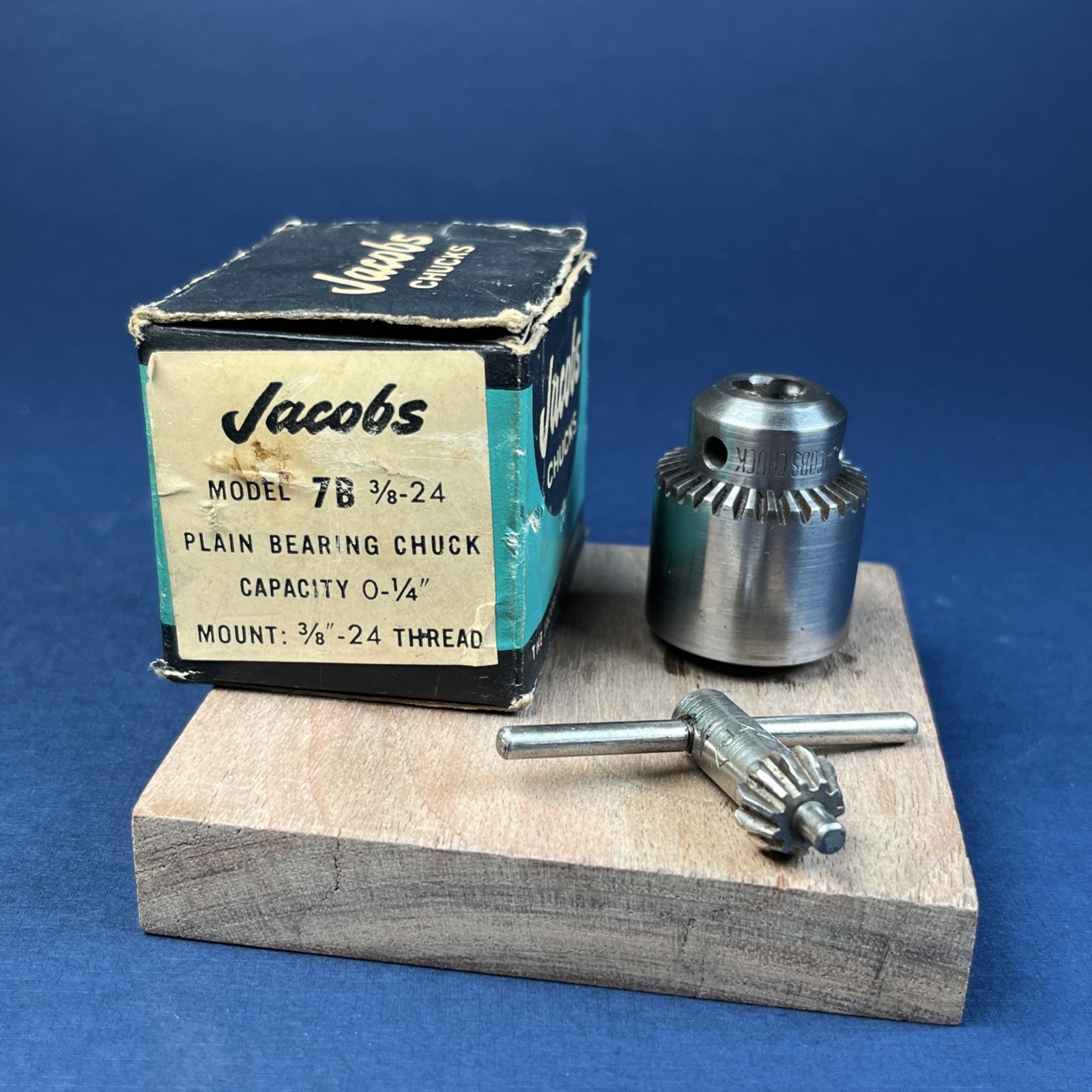 Jacobs No. 7B Drill Chuck, 0 to 1/4″ capacity, 3/8-24 mount, Hartford, USA