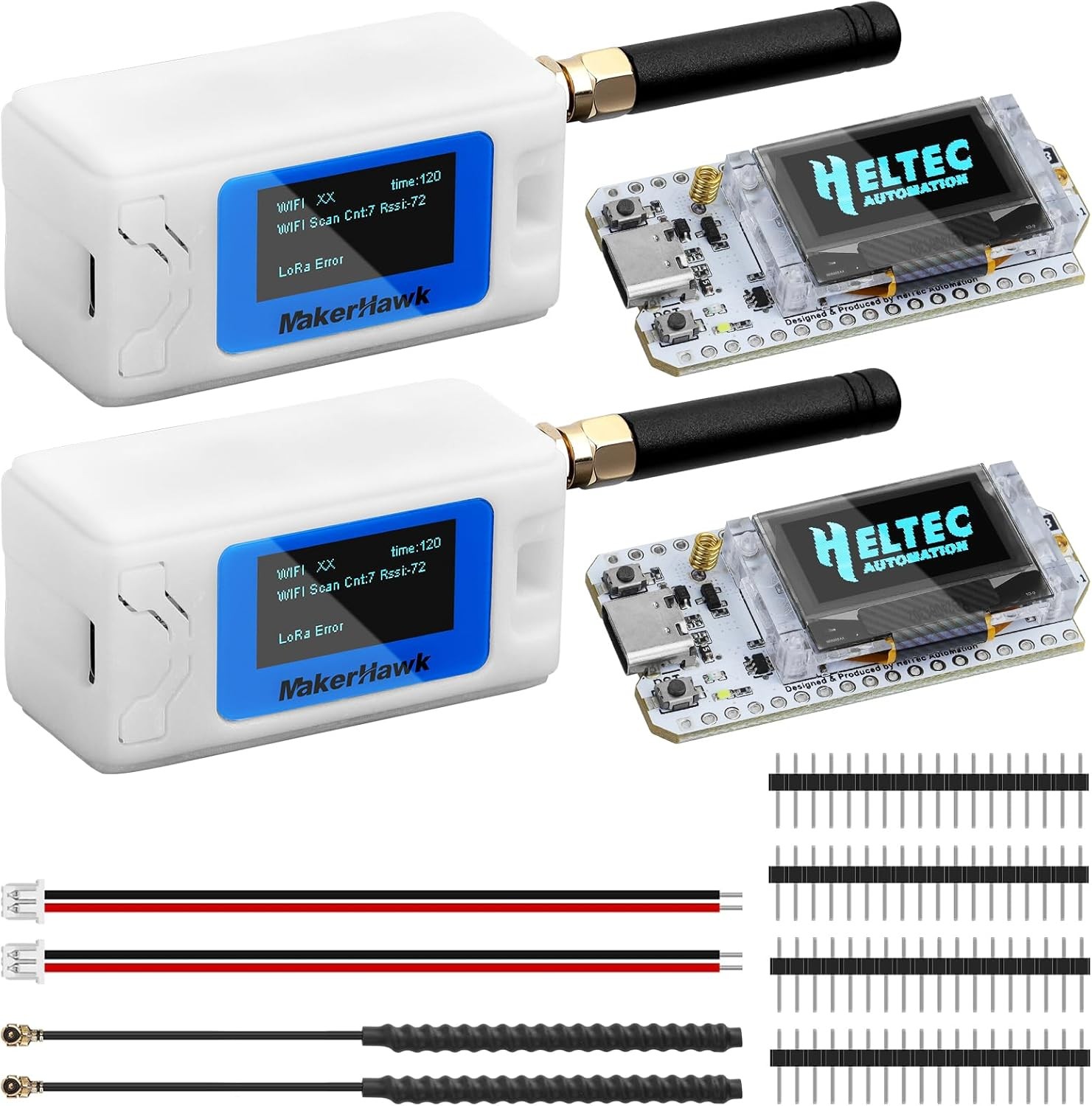 2Sets Heltec 915MHz LoRa V3 Board ESP32 + IPEX Antenna + Meshtastic Case+Battery