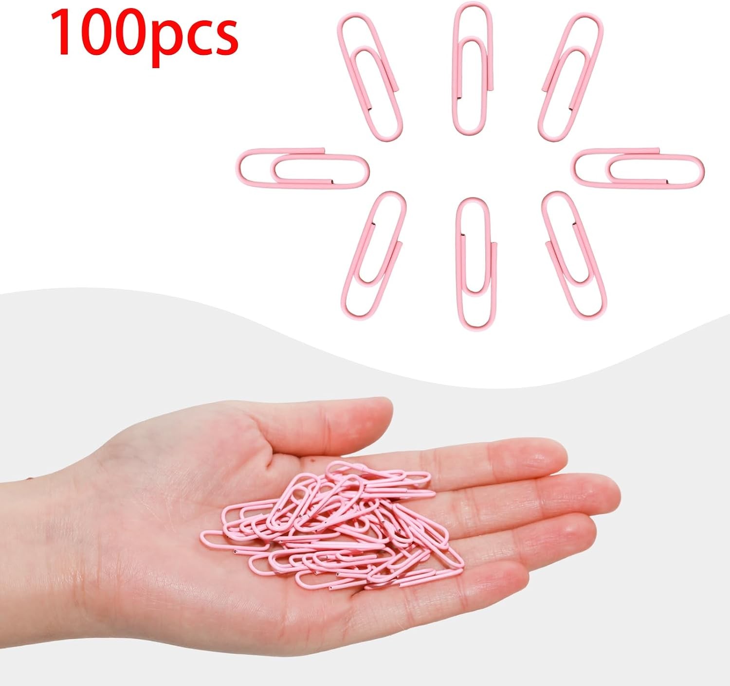 100 Pcs Pink Paper Clips, 1.1 Inch (28mm) Colorful Paperclips | Vinyl Coated,