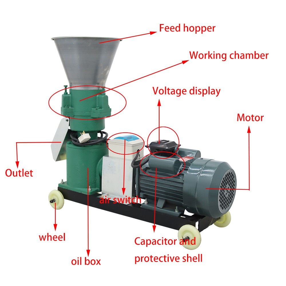INTBUYING® Feed Pellet Machine 200KG/H Fodder Press Pelletizer 10mm Plate 220V