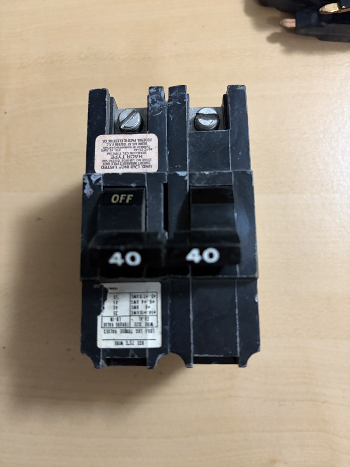 FEDERAL PACIFIC American NA2100 2 Pole 100A STAB LOK FPE and Mix Breakers