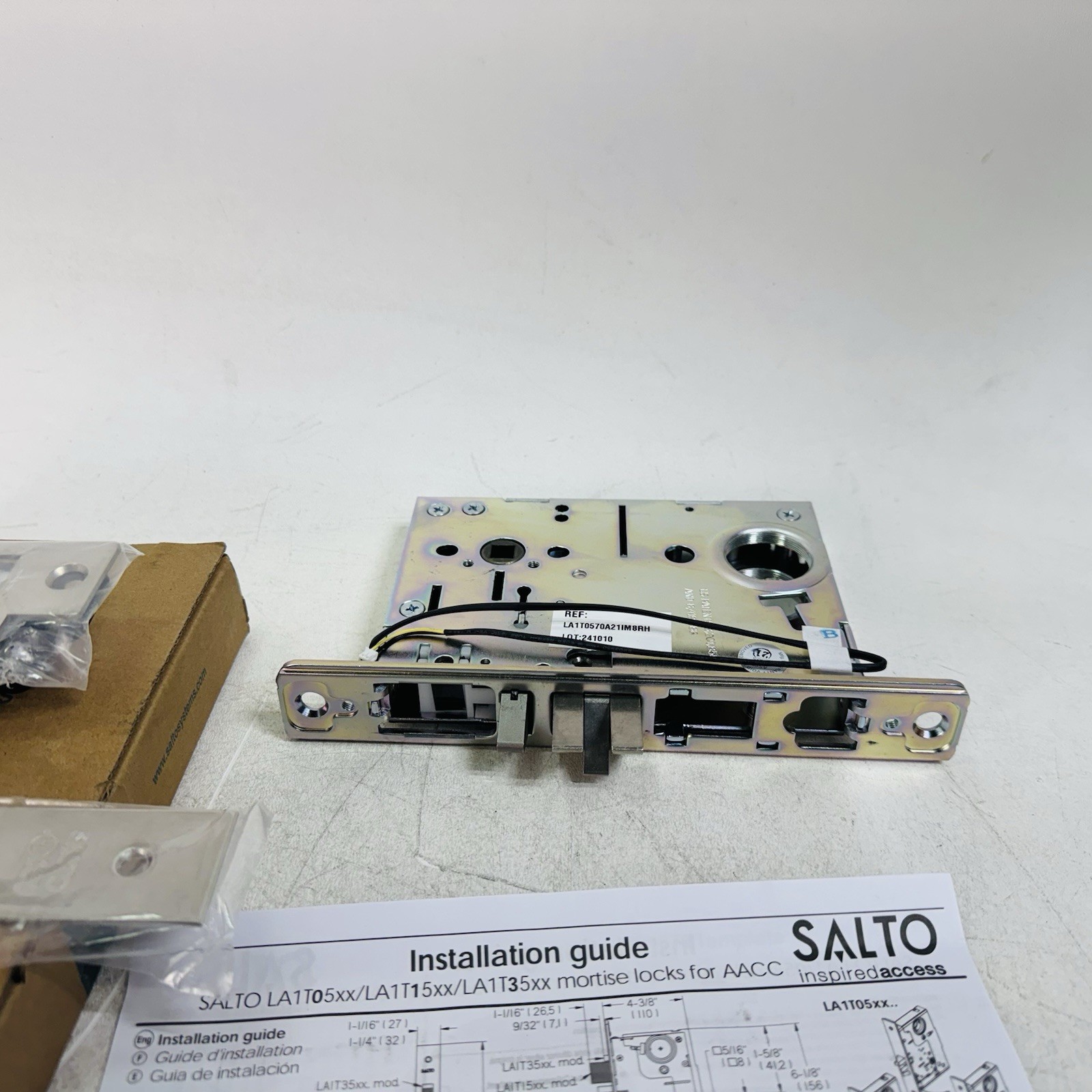 Salto LA1T0570A21IM8RH Mortise W/ Door Detector Right Hand Satin Stainless Steel