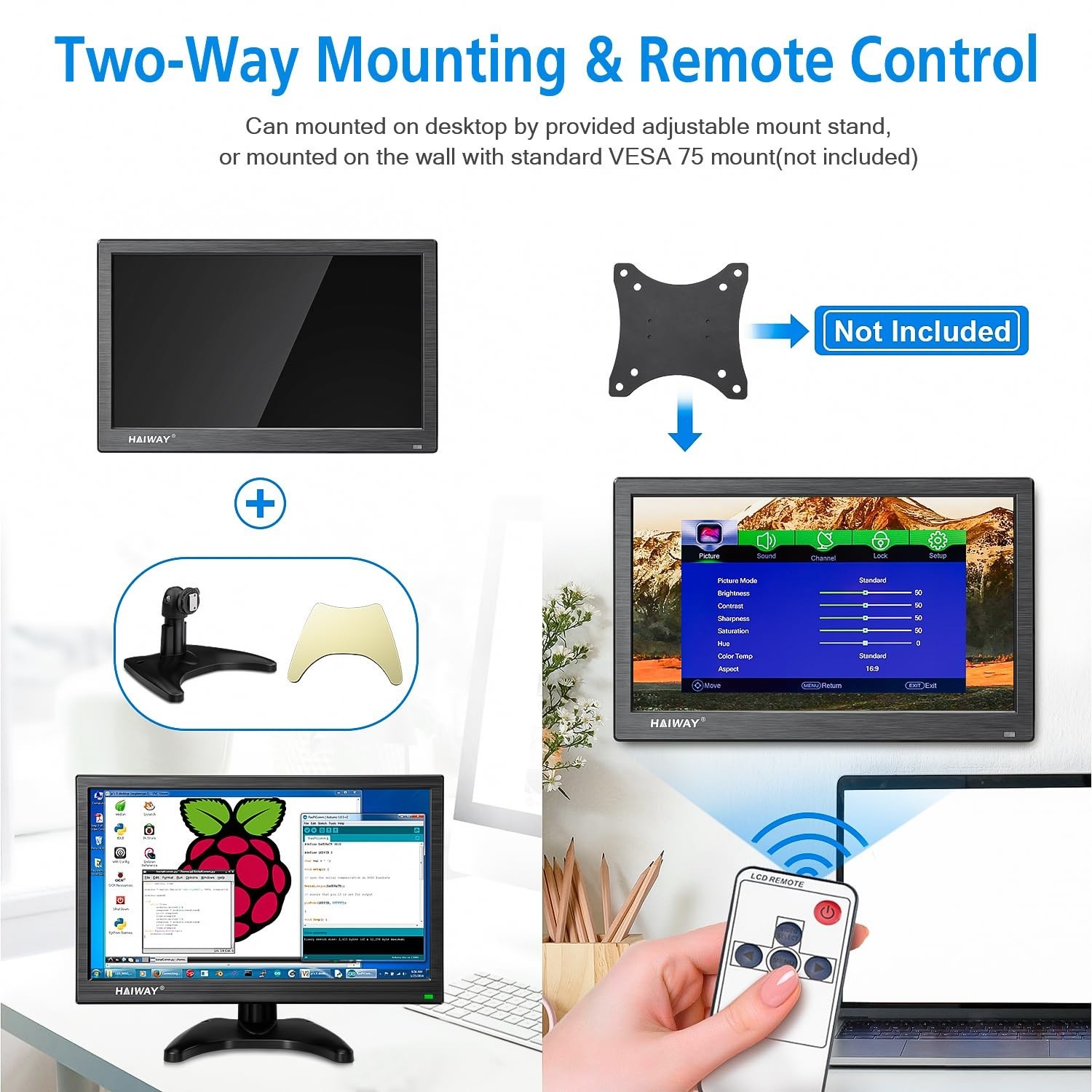 15.6 inch Small Computer Monitor, High Resolution 1920x1080P Small hdmi Monit…