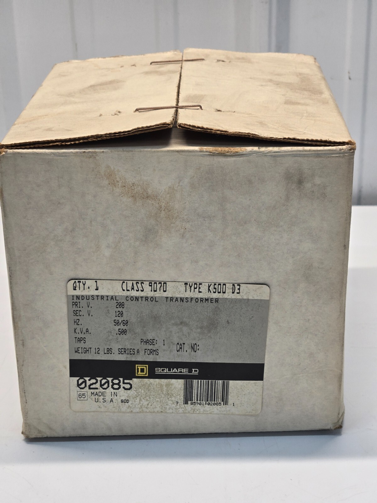 SQUARE D 9070-K500D3 TRANSFORMER .5KVA 50/60HZ 208/120V BRAND NEW SEALED BOX e6