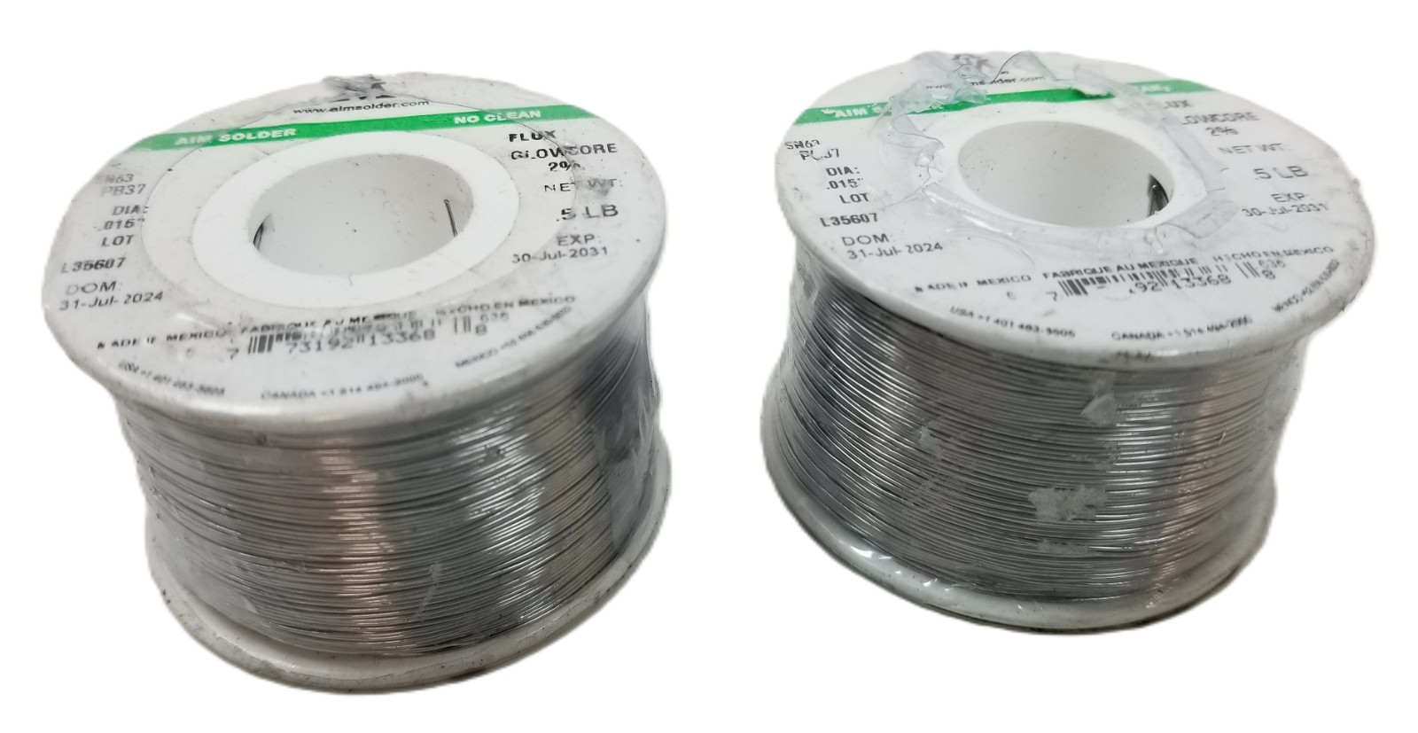 1lb AIM 13368 Wire Solder .015″ 0.38mm Diameter No Clean 2% Glow Core Flux NEW