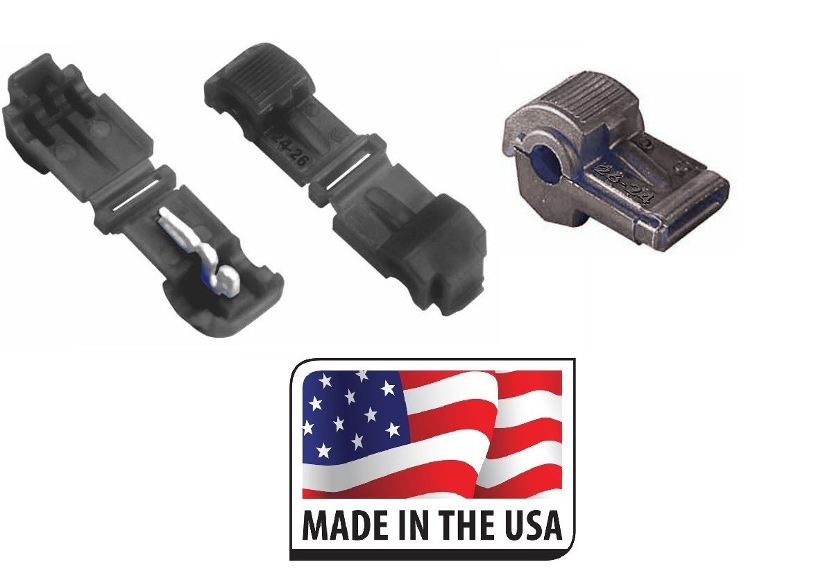 T-TAP Quick Wire Connector Black 26-22 AWG Gauge Car Audio Terminal (100 Pack)