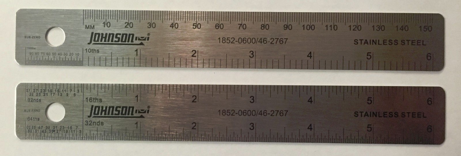 JOHNSON 6″ STAINLESS STEEL PROTRACTOR and 6″ SS RULER 1854-0000 1852-0600