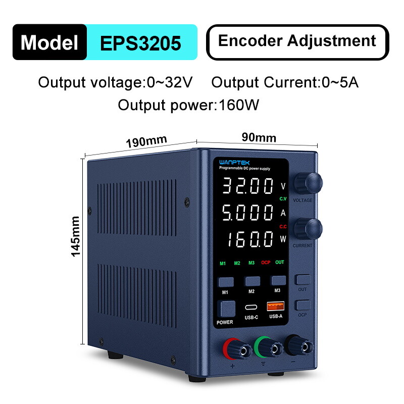 EPS 0-32V 10A Adjustable Lab DC Power Supply Variable Precision Internal Memorie