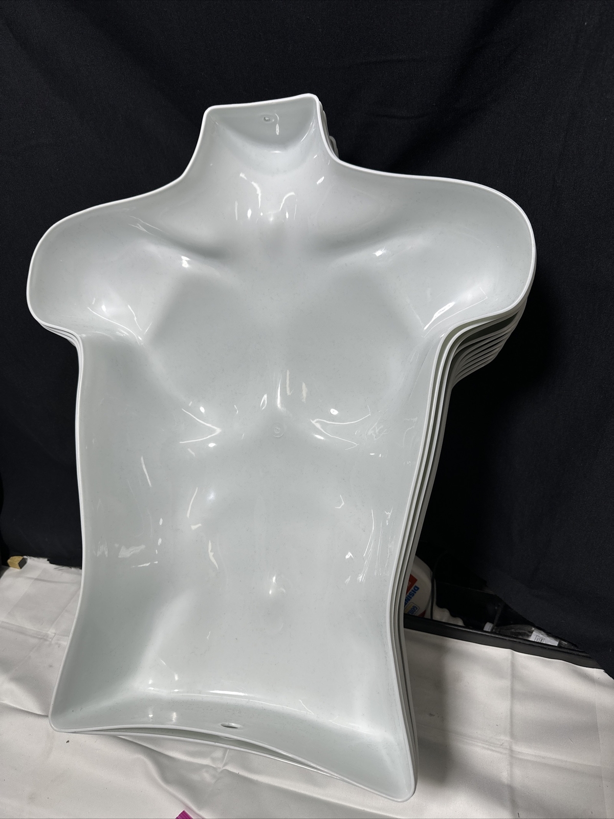 Set Of 10-Molded Man’s Shirt Torso Form Fits S – L Hanging Male Mannequin White