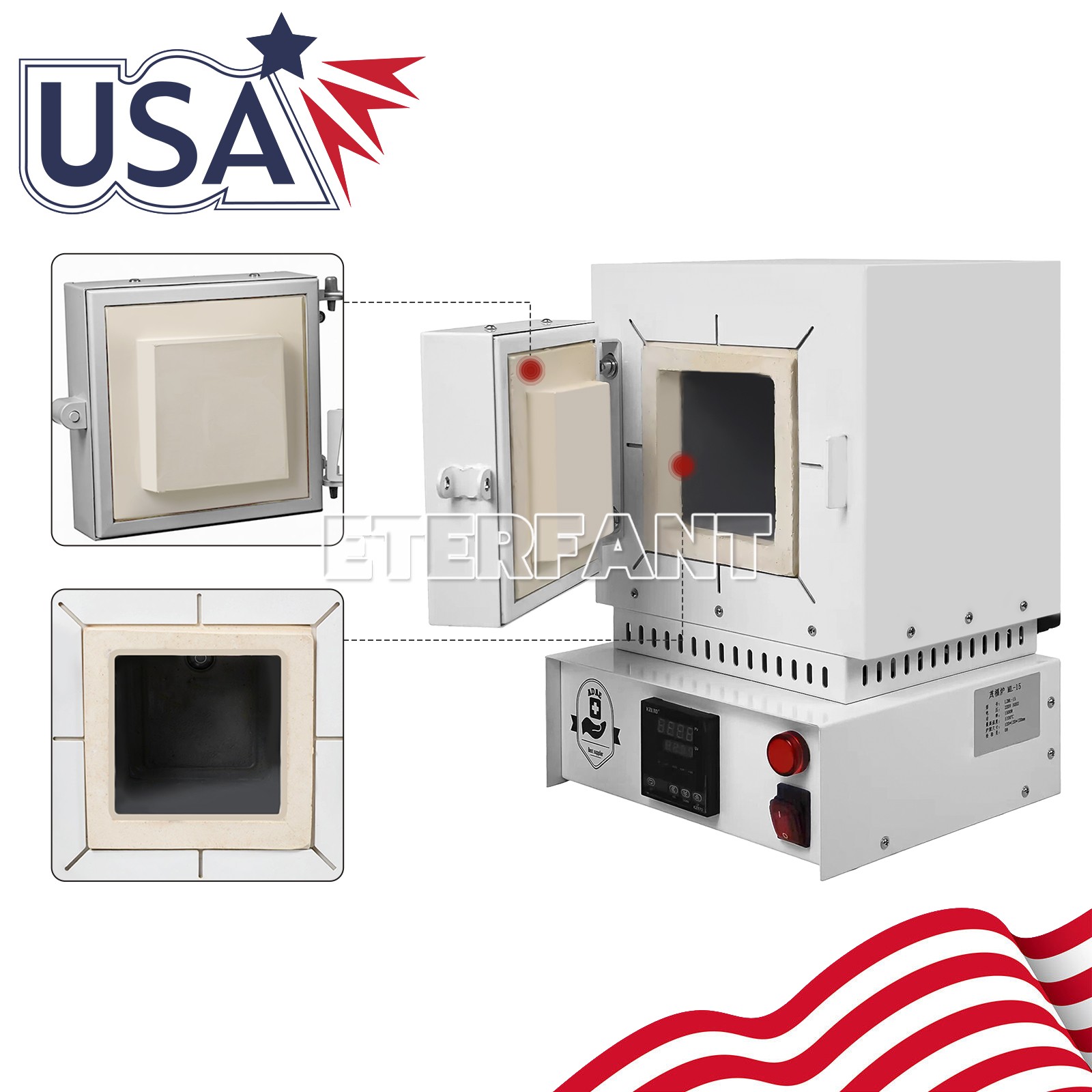 2000W/3000W Dental Lab Burnout Oven 1100℃ High Temperature Fiber Ceramic Furnace