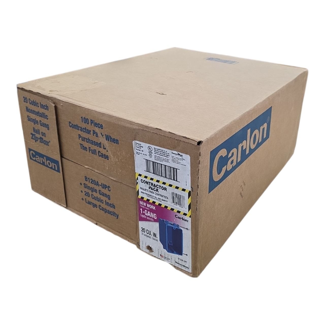 (QTY 100) Carlon 1-Gang Zip 20 Cu. In Non-Metallic Switch/Outlet Box B120A