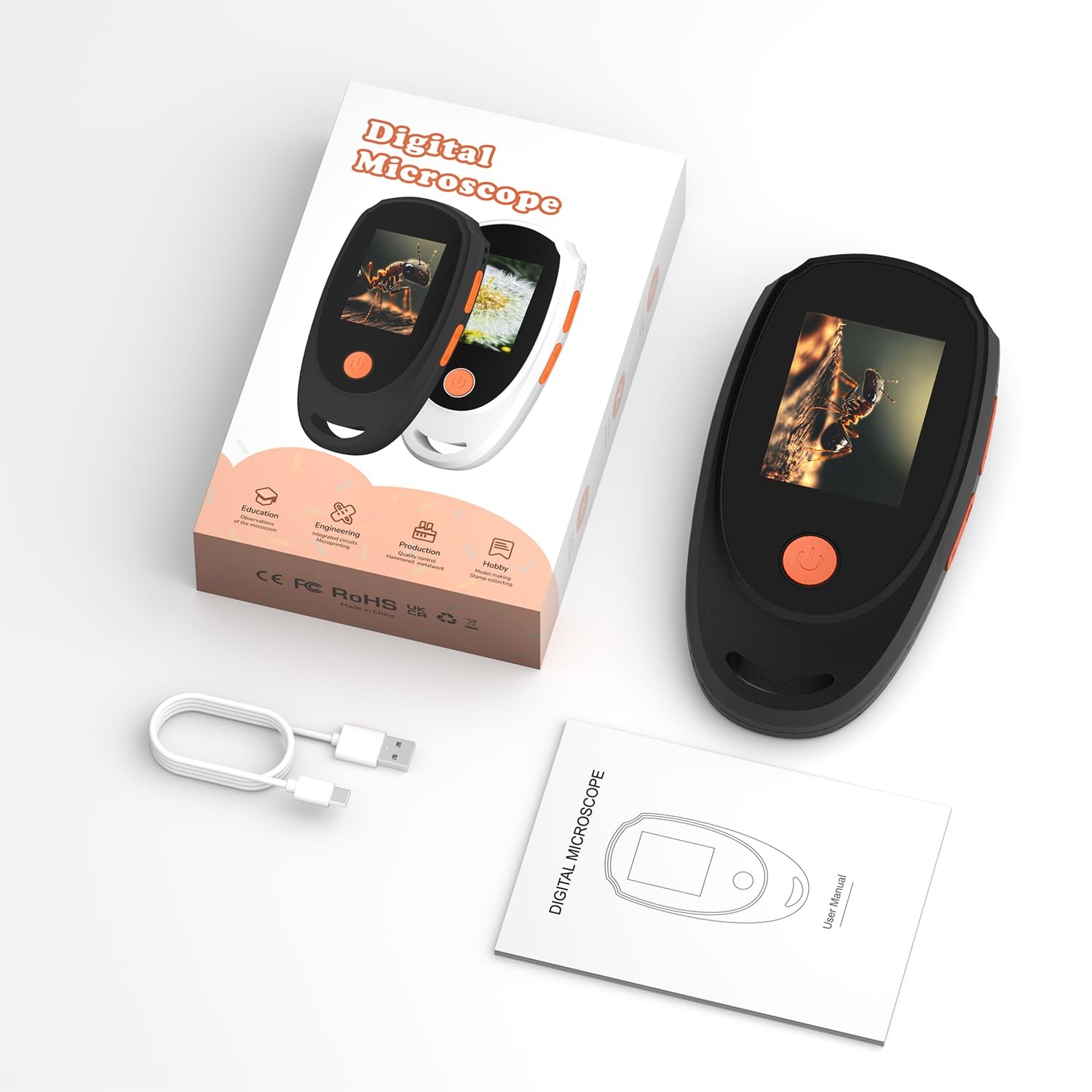 KeFvoer Handheld Digital Microscope with 2.0 Inch IPS Color Screen, Portable …