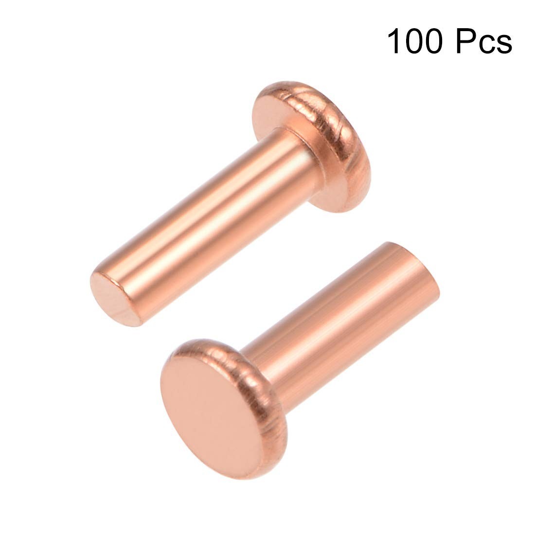 100Pcs Copper Solid Rivets, 3/32″ x 5/16″ Flat Head Rivet Metal Fasteners for…