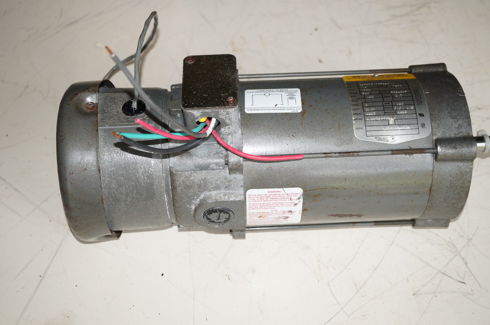 BALDOR DC Motor 3/4 HP, 180V, 1750 RPM, IEFC, PM3428P, 34-6751-394661, 5/8 Shaft