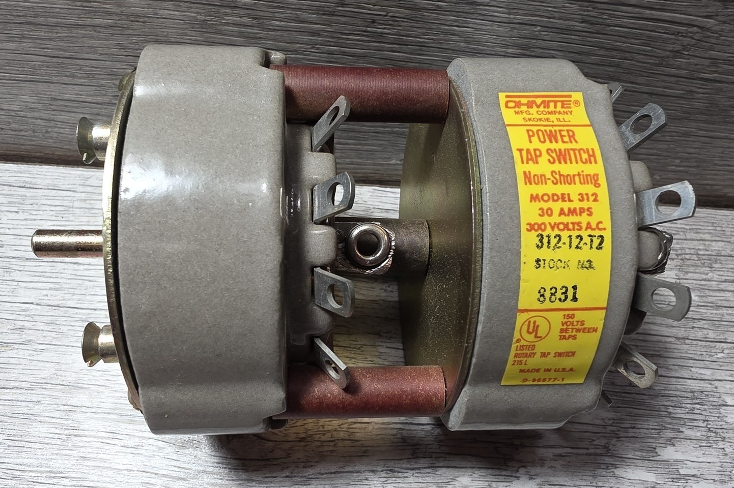 Ohmite 312-12-T2 – New Power Tap Switch Non-Shorting 30amp 300 Volts AC