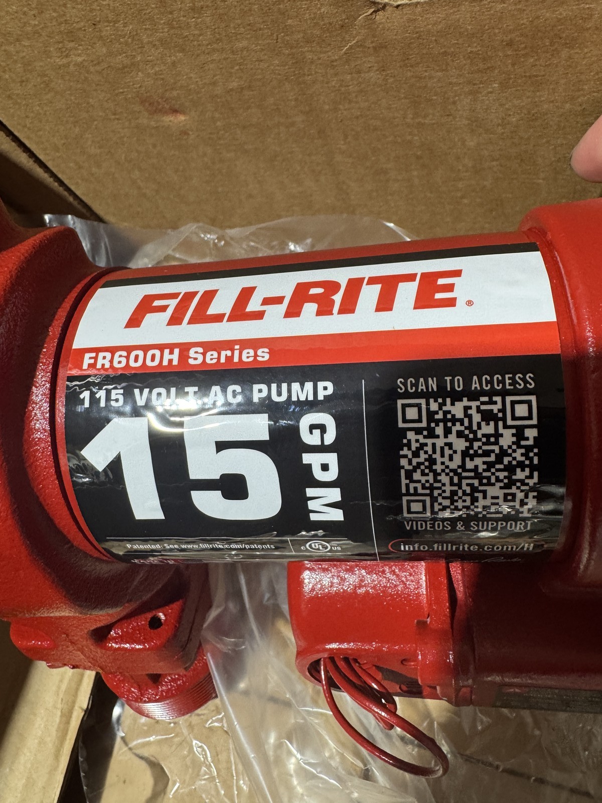Fill-Rite FR610HA 115V 15 GPM Fuel Transfer Pump w/Discharge Hose & Nozzle (Red