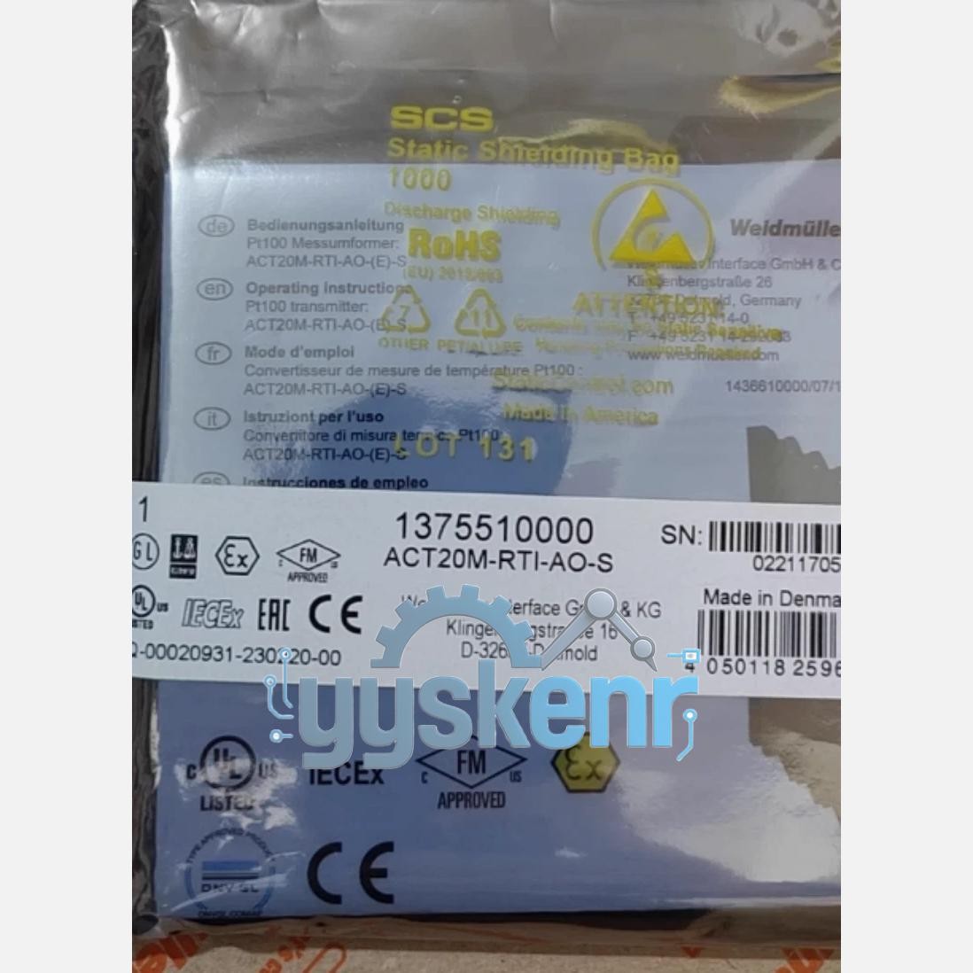 Weidmuller Isolator 1375510000 ACT20M-RTI-AO-S UPS shipping
