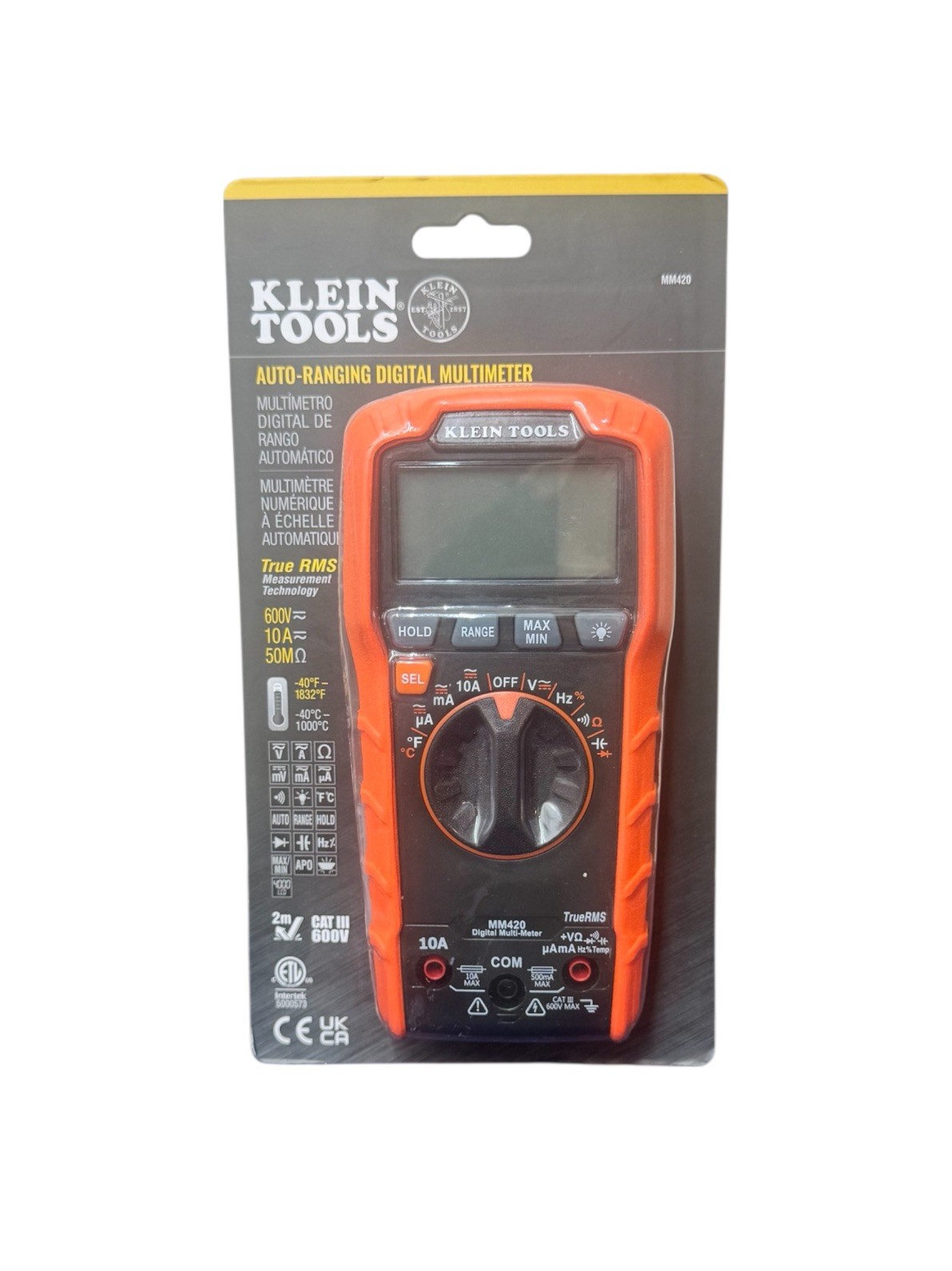 NEW Klein Tools Auto-Ranging Digital Multimeter MM420 600V AC/DC TRMS 10A