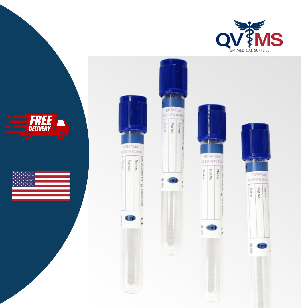 EDTA Tube 6ml K2 EDTA 10.8mg Tube Royal Blue Top (200 Pcs) EXP 5/2025