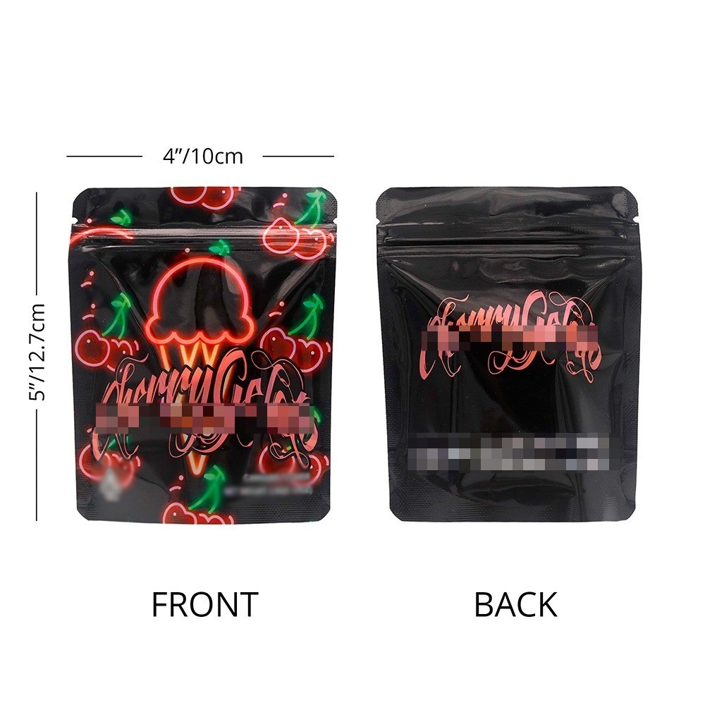 100pcs Foil Food Mylar Bags Smell Proof Resealable 3.5g Zip Seal Stand Up Pouch