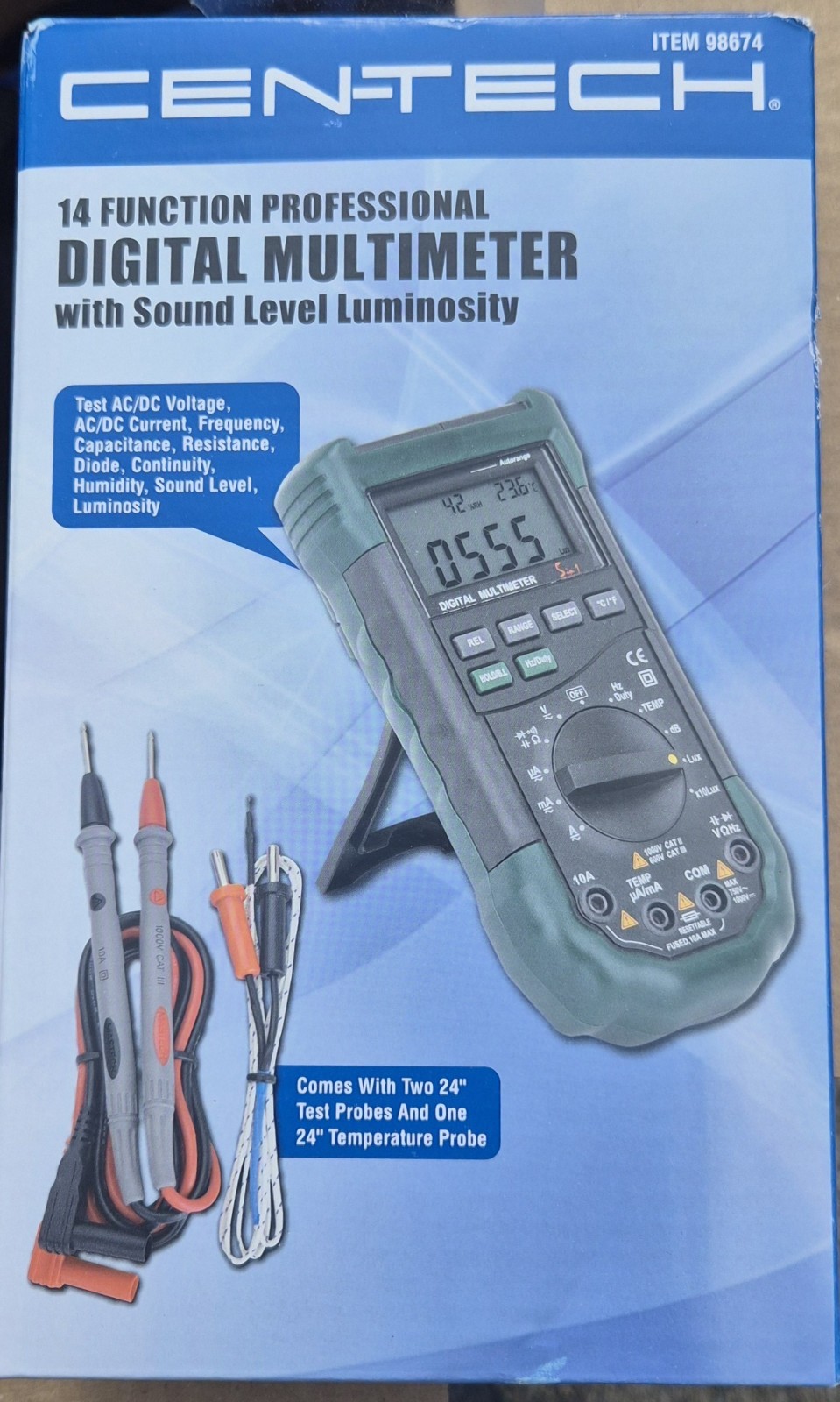 Centech 14 Function Professional Digital Multimeter (98674) Green