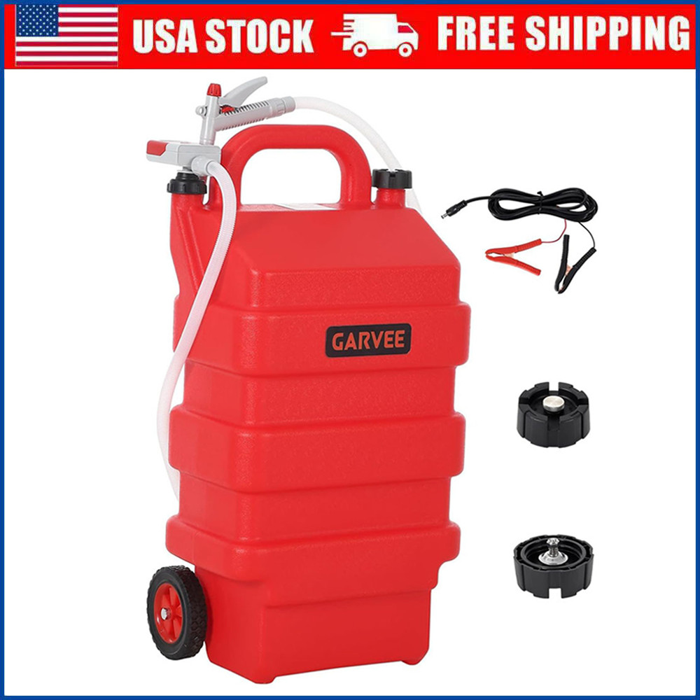 16 Gallon Portable Fuel Caddy Tank with 12V / 4AA Battery Powered Transfer Pump