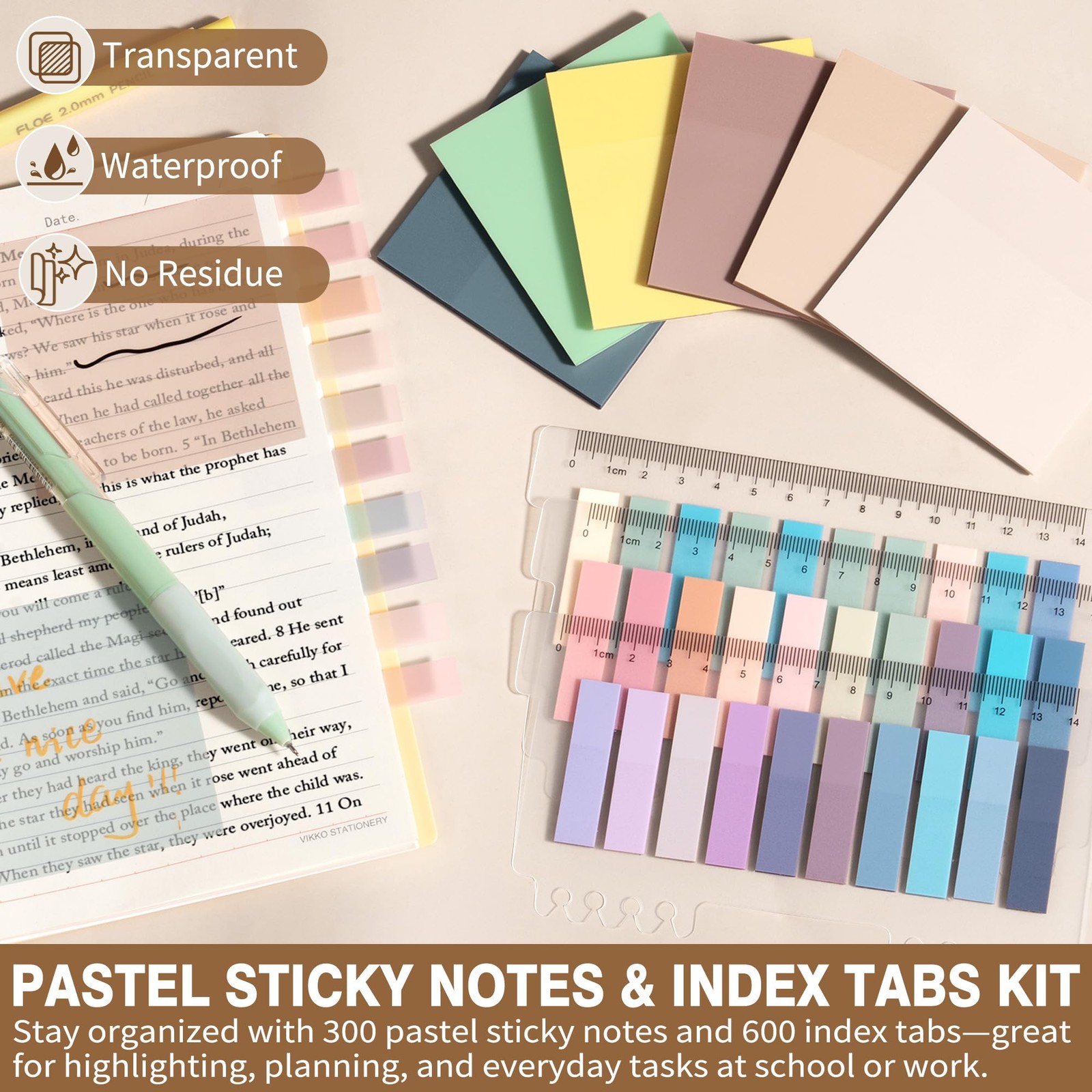 62 PCS Aesthetic School Supplies Preppy Stationary Set Pencil Case Pastel