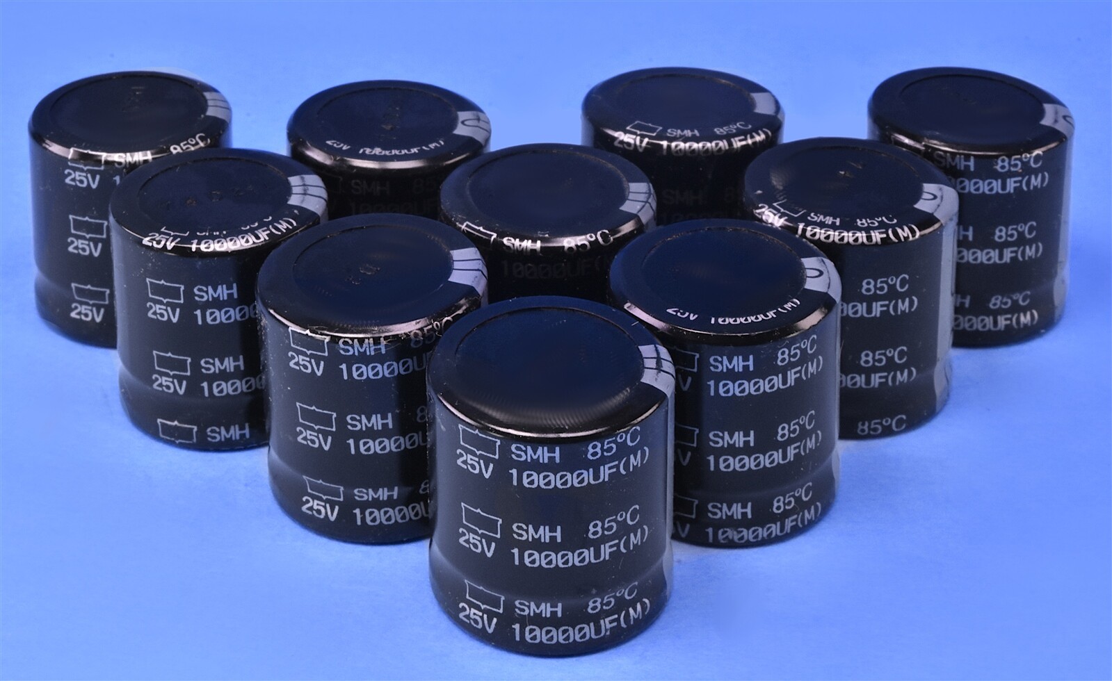10 Nichicon SMH Series Snap-In Electrolytic Capacitors 10,000uF 25Vdc 50mΩ ESR