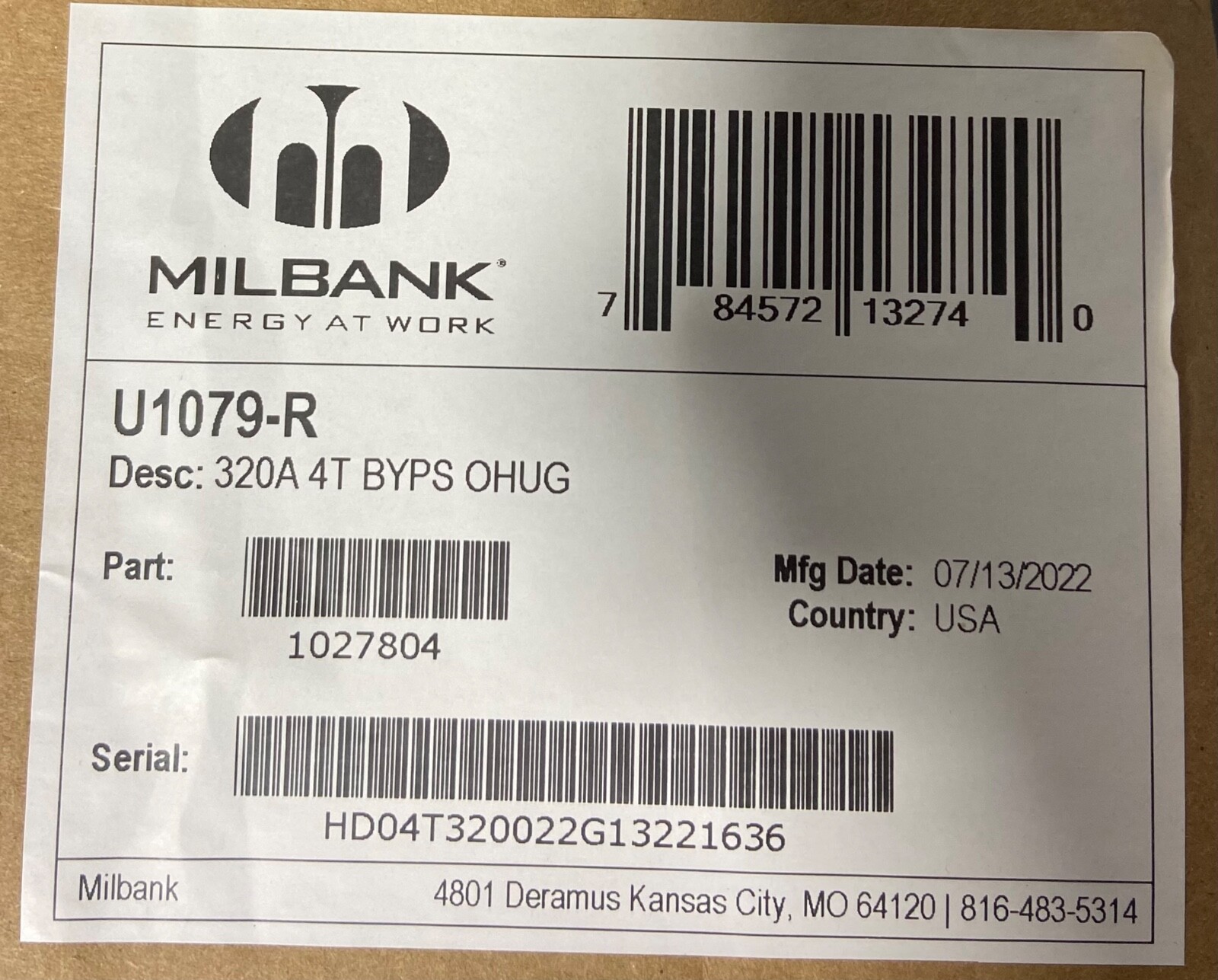 Milbank 320 amp Meter Base 4 Terminal 