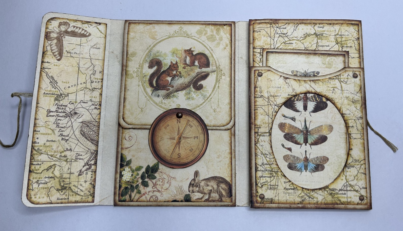New Handmade Distressed Nature Junk Journal Folio 5.5 x4 inches