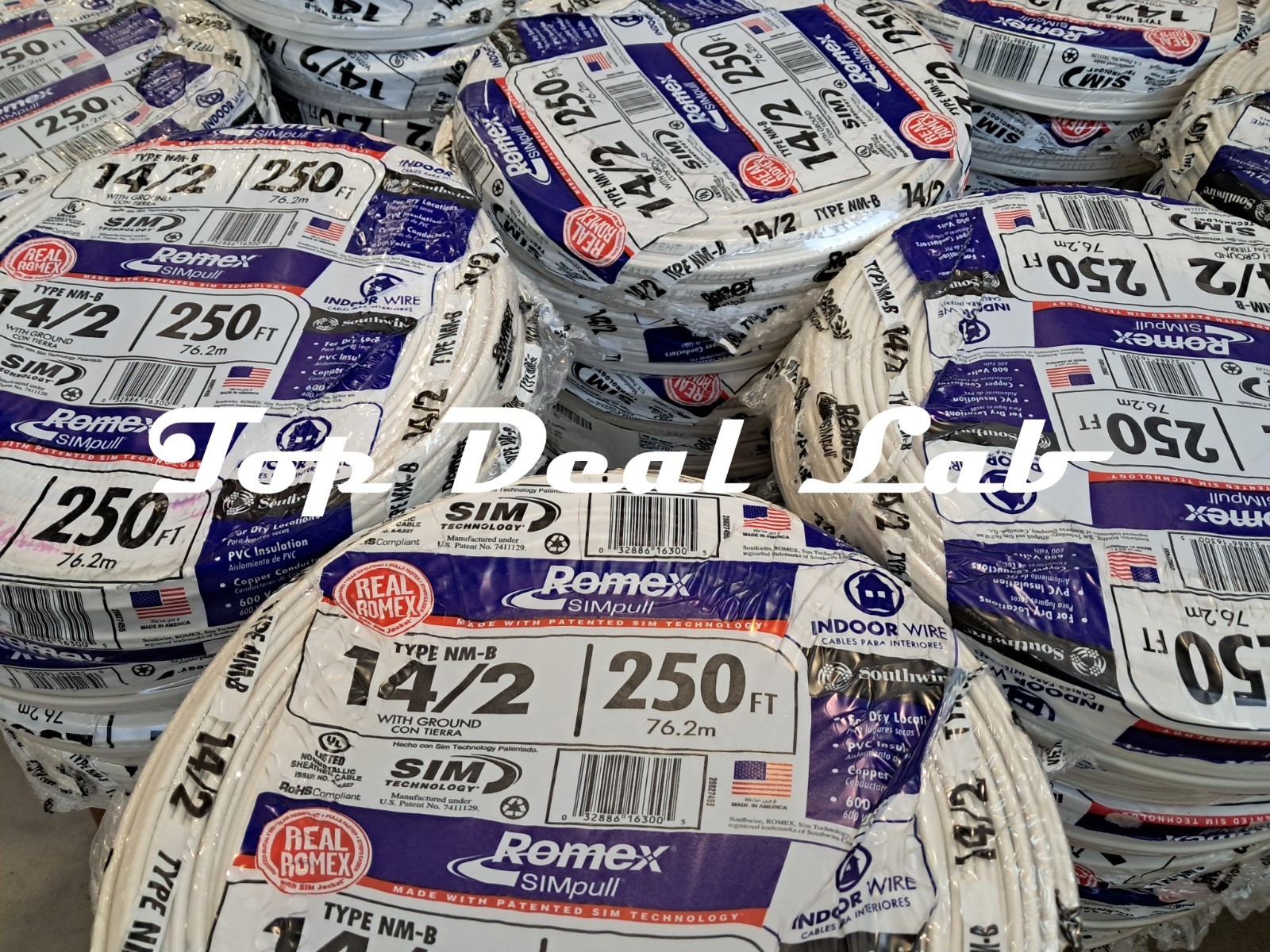 Southwire Romex 14/2 250ft 600V SIM Technology Type NM-B Indoor Wire With Ground