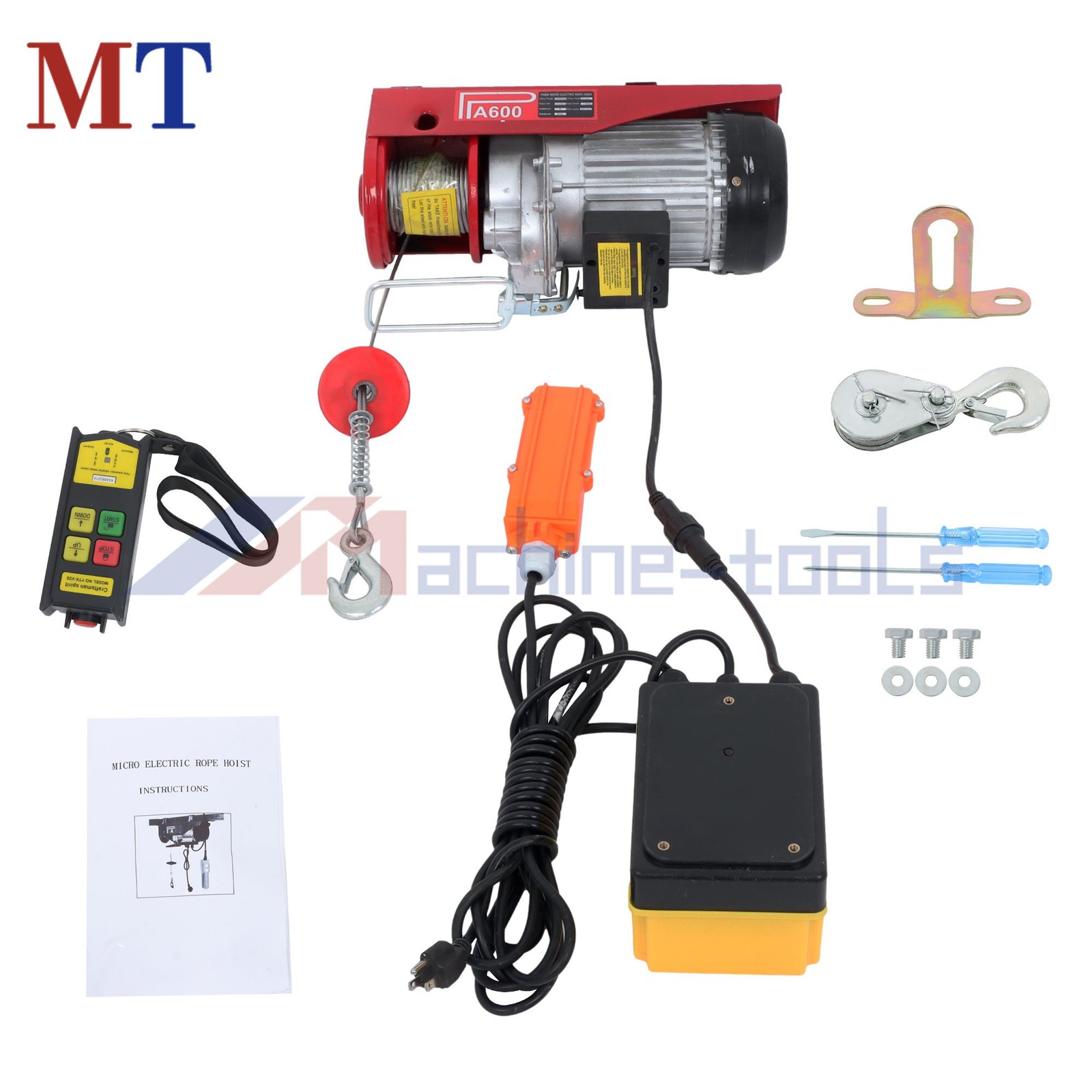 PA600 1320 lbs 110V Mini Electric Hoist 328 ft Wireless & 14 ft Wired Remote
