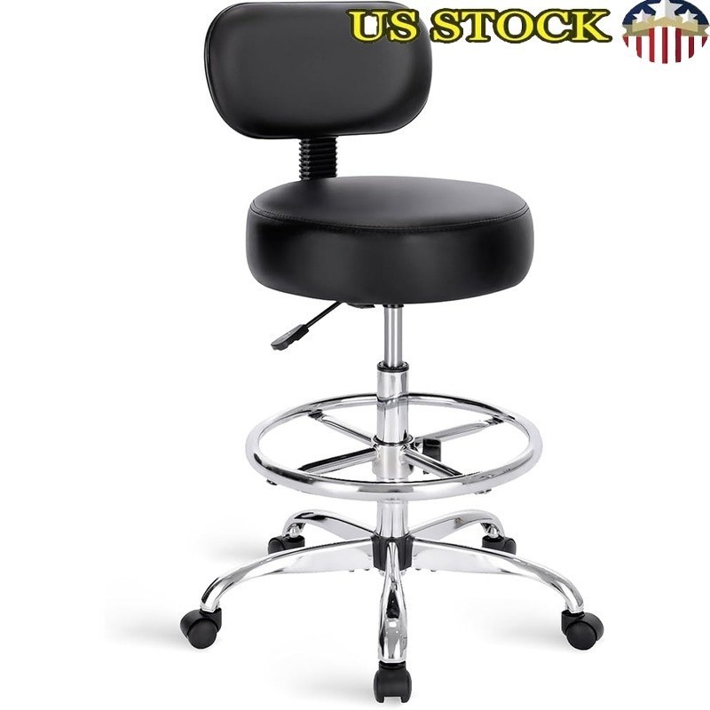 Adjustable Drafting Chair Ergonomic Rolling Stool High Back Office Seat New